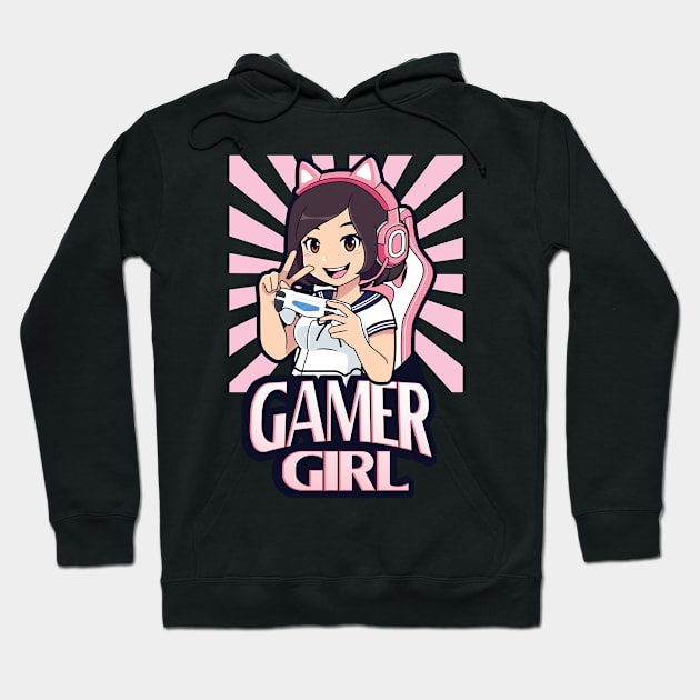 Anime Gamer Girl Gaming Girls Gift Hoodie by Foxxy Merch